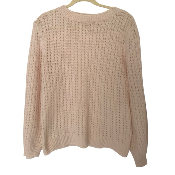 Ragdoll LA Sweater Pointelle Open Knit Powder Baby Pink Mohair Blend Soft Light - Picture 1 of 4
